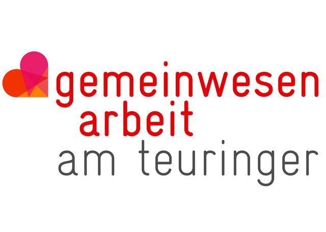 Logo der Gemeinwesenarbeit am Teuringer: Schriftzug mit rot-pinkem Herz